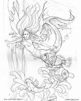 Mermaid Coloring Pages Fairy Bergsma Jody Enchanted Adults Designs Colouring Realistic Fantasy Adult Save Detailed Drawings Fairies Hit Right Click sketch template