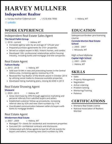 real estate agent resume examples built