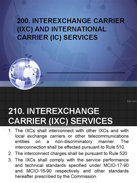 interexchange carrier ixc  international carrier ic services