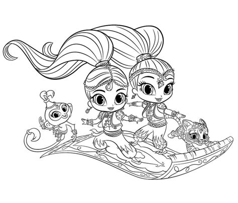 printable shimmer  shine coloring pages everfreecoloringcom