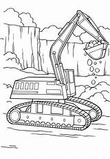 Coloring Digger Tractor Digging sketch template