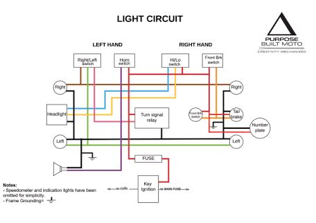 electrical wiring diagram   motorcycle   light circuit highlighted  red yellow