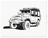 Cruiser Toyota Land Stencil Fj40 Fj Series Coloring 4x4 Car Pages Landcruiser Automotive Painting Painted Hand Illustration Artwork Icon Print sketch template