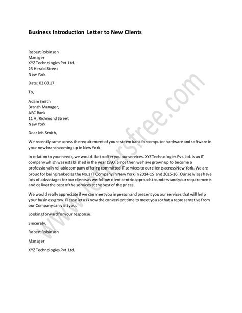 sample business letter  introduction   clients