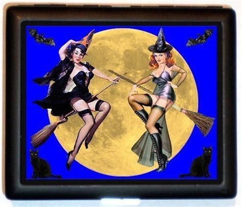 Pin Up Witch Cigarette Case Sexy Witches Halloween Pinup Girl