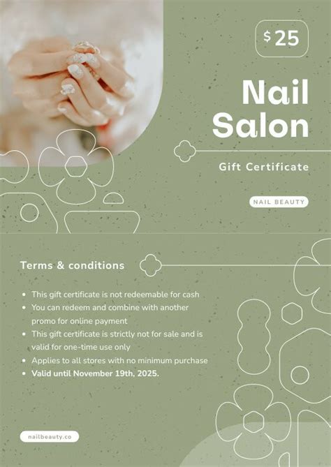 nail salon gift certificate  cards template piktochart