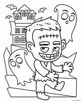 Halloween Coloring Pages Frankenstein Kids Cute Kid Printable Print Scary Book Disney sketch template