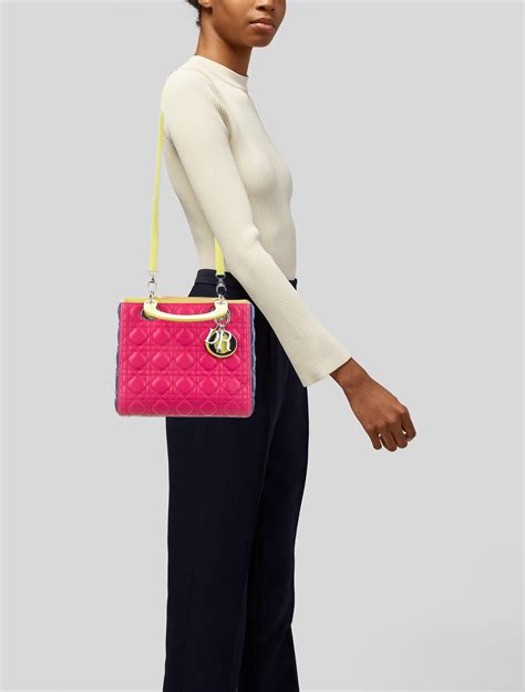 christian dior medium lady dior bag w strap pink handle bags