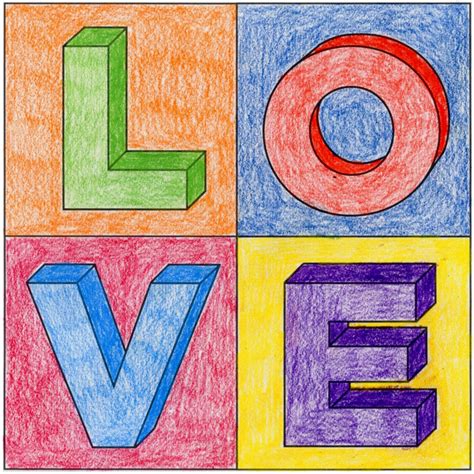 draw  block love letters   block love letters coloring page art projects  kids