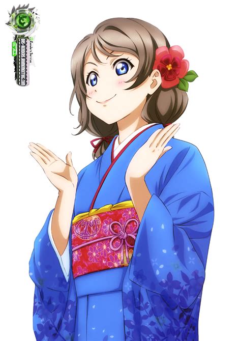 Love Live Sunshine Watanabe You Hyper Cute New Year Kimono Hd Render