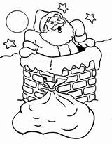 Chimney Santa Christmas Coloring Drawings Drawing Pages Colouring Colors Paint Tree Choose Board sketch template