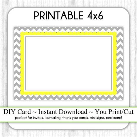 printable  card gray  yellow chevron  blank card