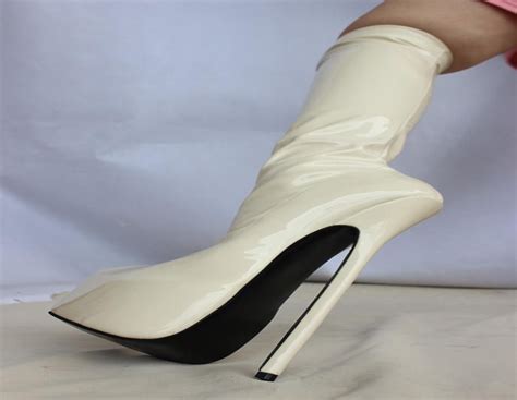 wonderheel 23cm heel patent knee high boots extreme high heel sex thin