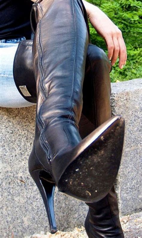 highheelboots leather thigh high boots high knee boots outfit