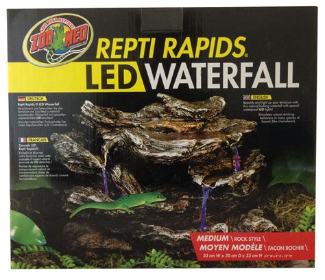 zoo med repti rapids led light medium rock style waterfall reptile