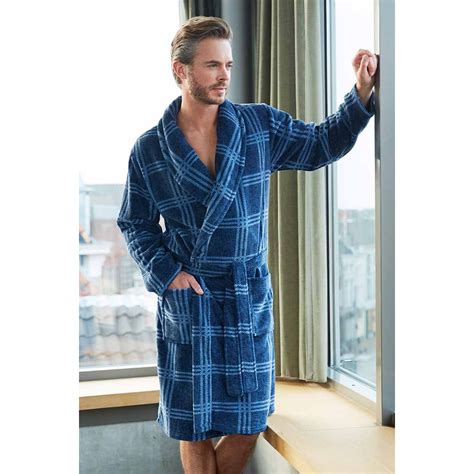 heren badjas blauw geruit pastunette gratis verzending  de mooiste pyjamas