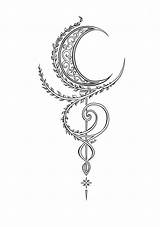 Lineart Geometrisches Lune Nacken Ellbogen Inspirierende Tatouage sketch template