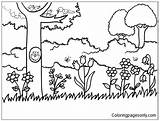 Garden Scene Pages Coloring Kids Color Nature Coloringpagesonly sketch template