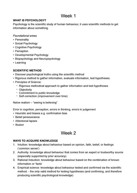 psyu notes  tutorial outline week    psychology