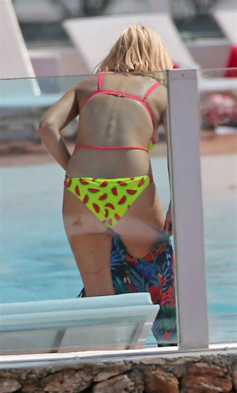 Ashley James In A Watermelon Print Bikini While On Holiday