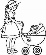 Stroller Voiture Pushing Colorier Carriage sketch template