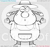 Plump Shrugging Farmer Female Outlined Coloring Clipart Cartoon Vector Thoman Cory sketch template
