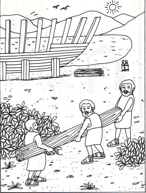 noah builds  ark coloring page coloring pages