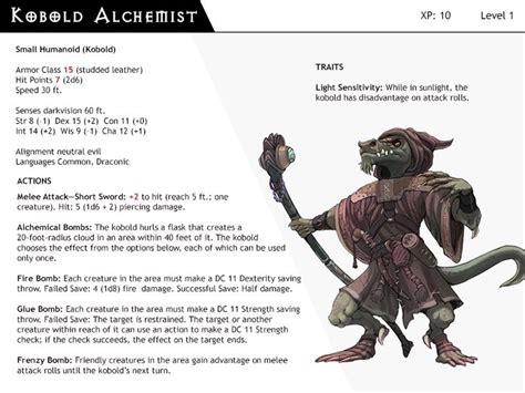 Dnd Next Monster Cards Kobold Alchemist By Dizman