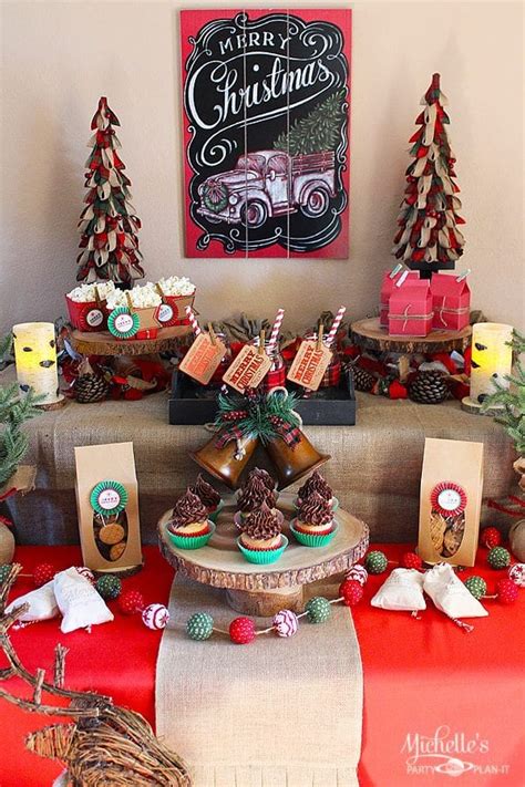 easy rustic christmas party decor  dessert table michelles party