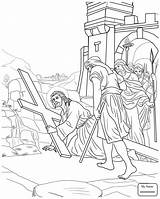Jesus Coloring Pages Cross Holy Jerusalem Falls Time Printable Friday Station First Good Week Third Thursday Drawing Crucifixion Color His sketch template