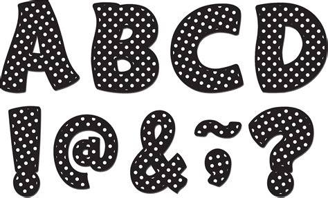 black polka dots funtastic font  magnetic letters tcr