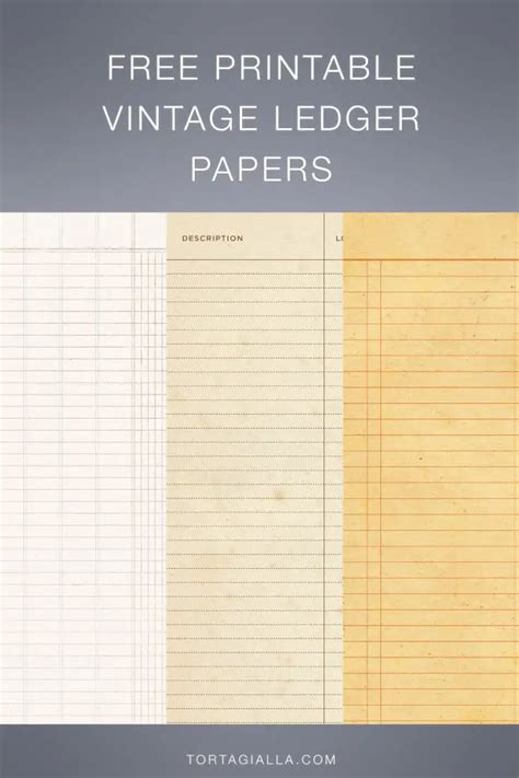 printable vintage ledger paper  tortagialla