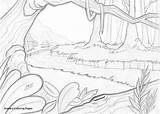 Jungle Drawing Coloring Forest Pages Scenery Easy Scene Pencil Colouring Simple Drawings Landscape Rainforest Tree Jumanji Background Drawn Line Printable sketch template