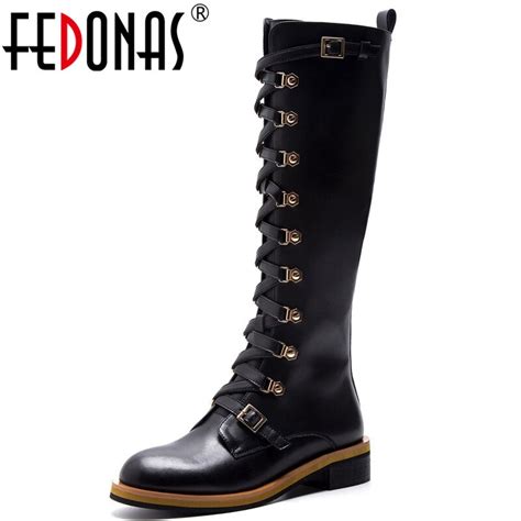 Fedonas Fashion Women Knee High Boots High Heels Rivets
