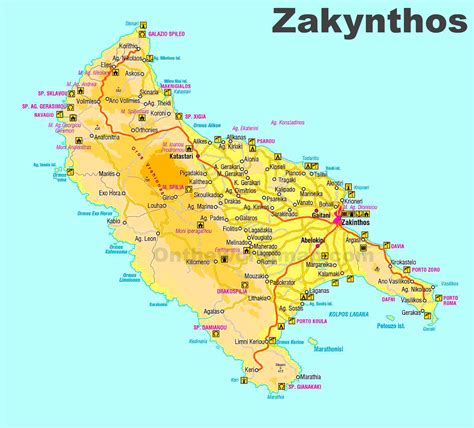 zakynthos sightseeing map ontheworldmapcom