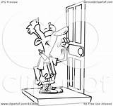 Door Knocking Boy Clipart Cartoon Clip Royalty Outline Illustration Toonaday Rf Animal Ron Leishman Line Clipground sketch template