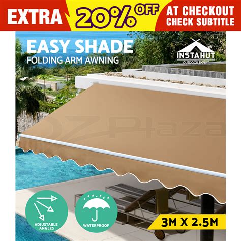 instahut outdoor folding arm awning retractable sunshade canopy grey  sizes ebay