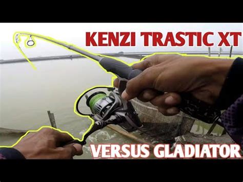 review travel rod kenzi trastic xt reel spining  gladiator  youtube