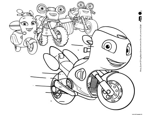 ricky zoom  red motorcycle equipped  gadgets coloring page