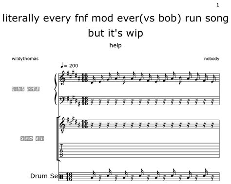 literally  fnf mod evervs bob run song   wip sheet   piano classical
