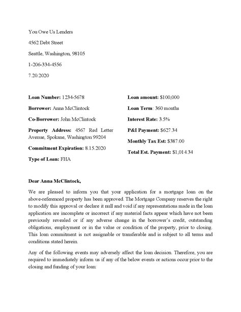 mortgage commitment letter tristate mortgage
