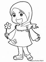 Princess Coloring Hijab Gambar Muslimah Pages Bunga Kecil Template sketch template