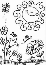 Coloring Spring Pages Season Colouring Break Printable Color Summer Kids Sheets Preschool Landscape Drawing Nature Print Clipart Seasons Clip Large sketch template