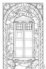 Tardis Stained Glass Coloring Pages Who Doctor Printable Winter Outline Scarlett Outlines Colouring Deviantart Paper Embroidery Crafts Printables Books Crafty sketch template