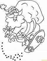 Santa Coloring Pages Skateboard Claus Skateboarding Color Riding Printable Christmas sketch template