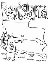 Louisiana Coloring Pages Doodle State Sheets Alley Printable Gumbo Kids Gras Mardi Map Outlines Symbols Drawings States Mediafire Template Crafts sketch template