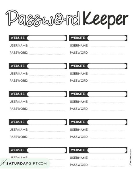 printable password keeper printables