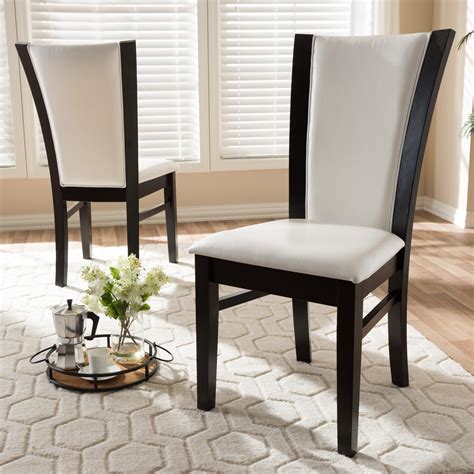 baxton studio contemporary white faux leather dining chair set