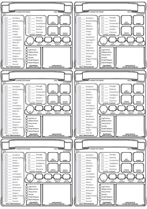 updated   mini character sheets  fit    page  pc