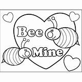 Coloring Bee Mine Valentine Valentines Pages Bees Printable Choose Board sketch template